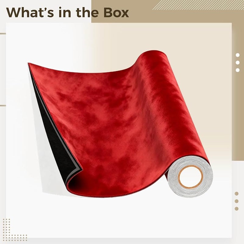 Red Self Adhesive Faux Suede Fabric 16 5x59 Inch For Car Interior Trim And Decor - Image 3